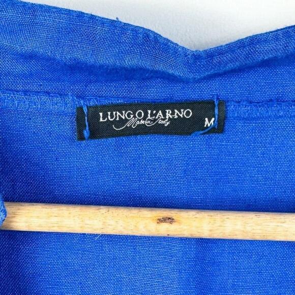 Linen tunic style button down top | Lungo L’Arno - made in Italy || M | Blue - Picture 4 of 5